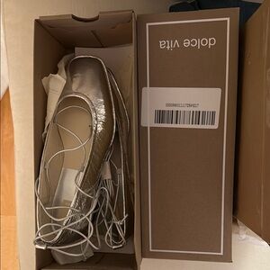 Dolce Vita Silver Flats with Reflective Finish